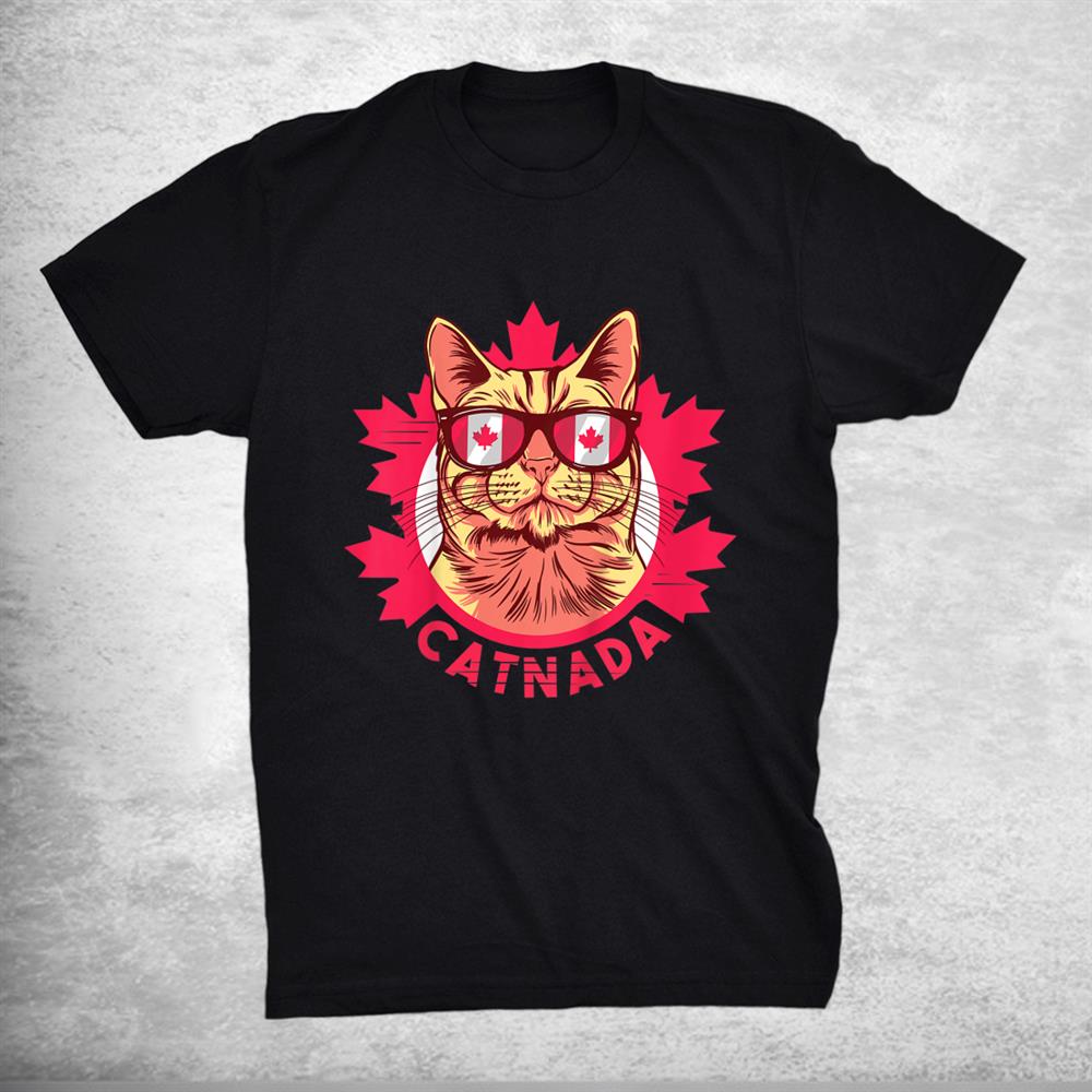 Catnada Funny Canada Cat Lover Pun Canadian Flag Shirt