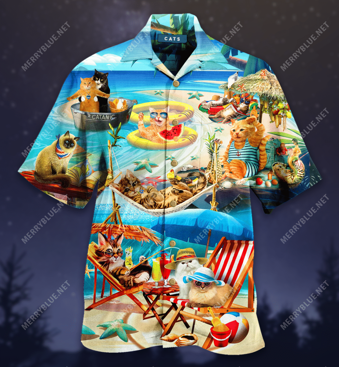 Cats Having Fun At The Beach Hawaiian Shirt