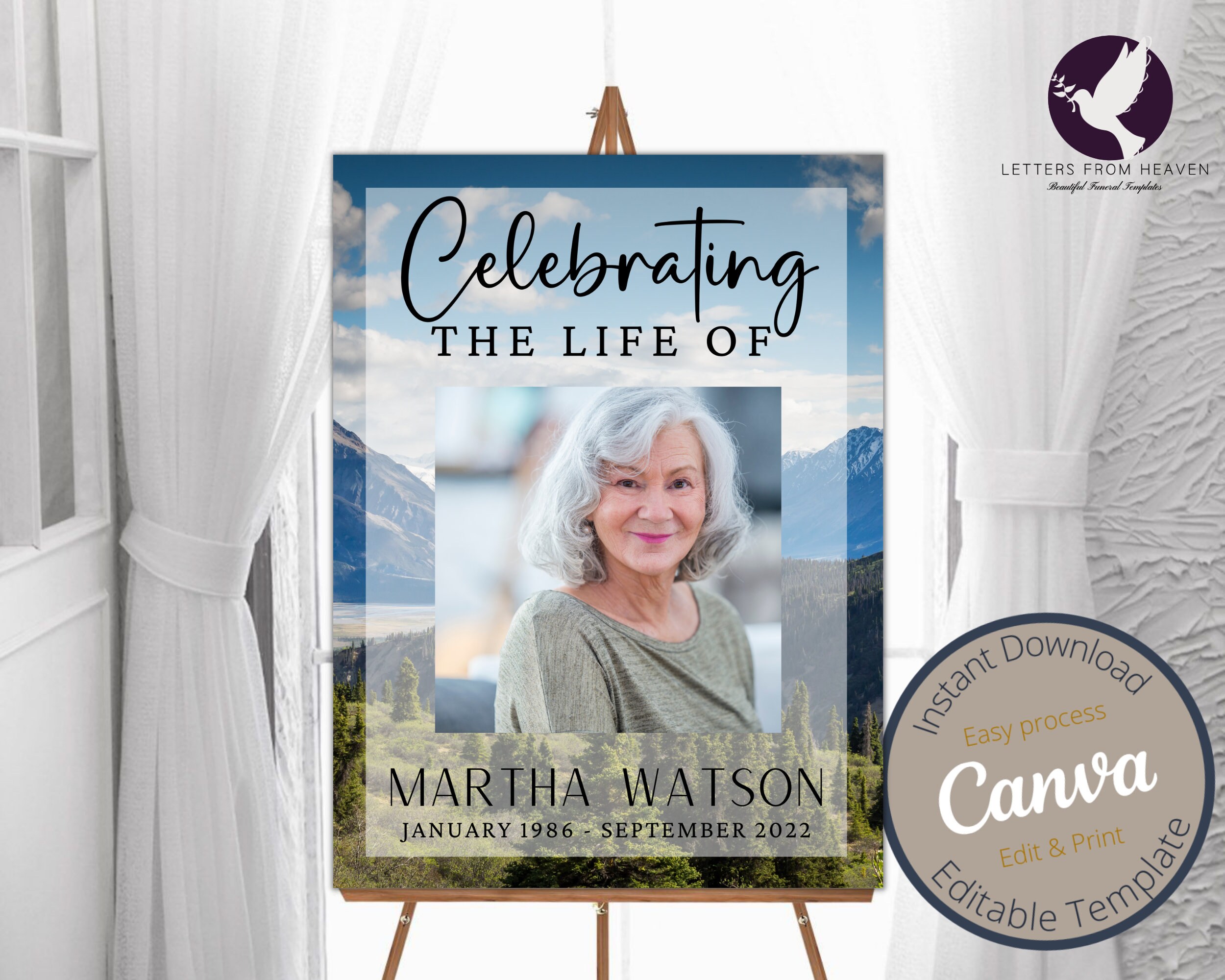 Celebration of Life Welcome Sign, Forest Editable Funeral Welcome Sign, Memorial Welcome Sign, Celebration of Life Decoration, Funeral #B336