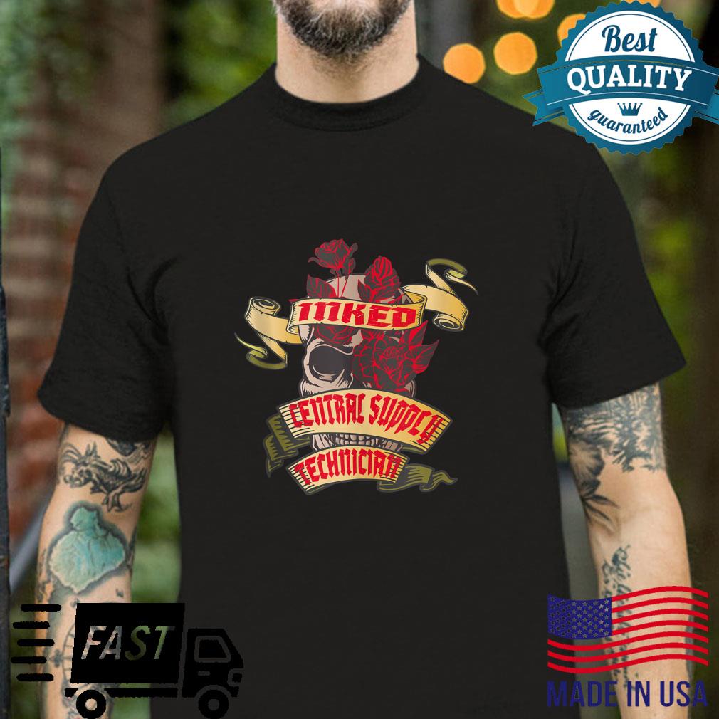 Central Supply Technician Inked Skull & Red Roses Tattoo Shirt