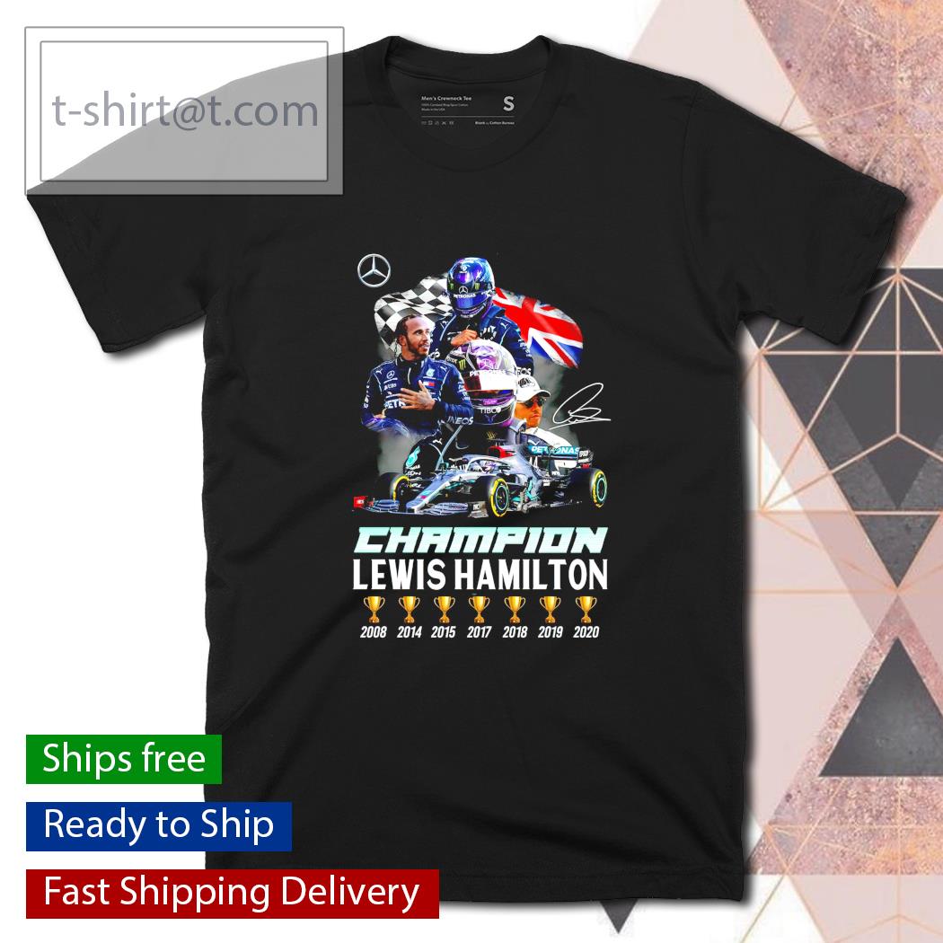 Champion Lewis Hamilton 2008 2020 signature shirt