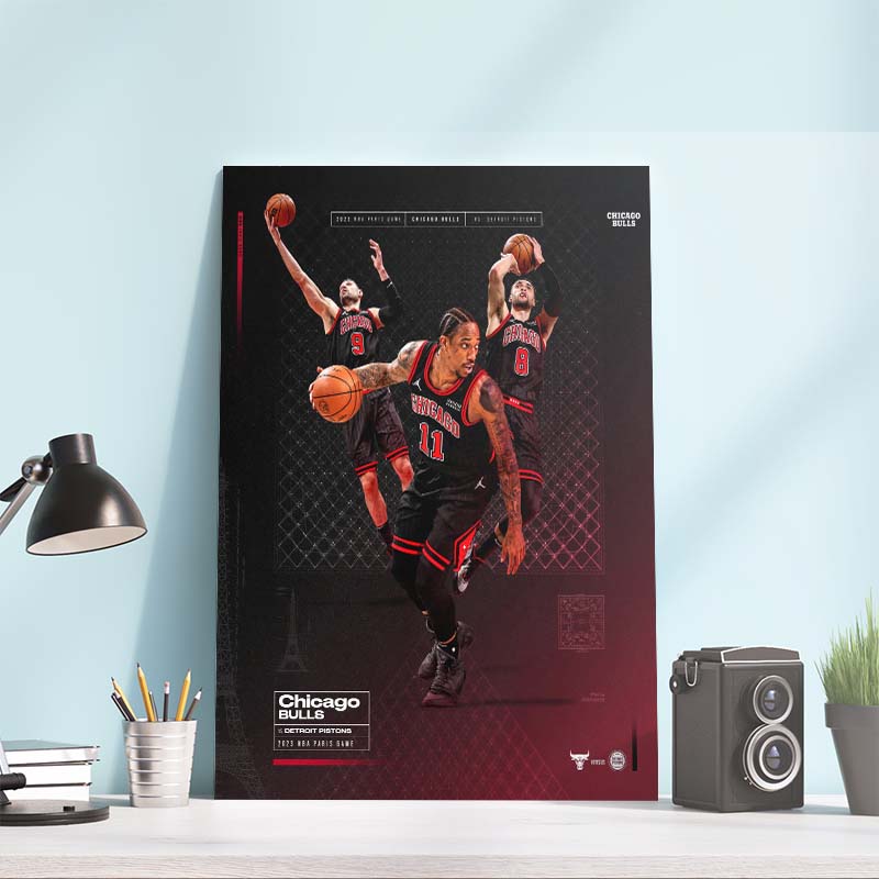 Chicago Bulls Acoor Arena NBA Paris France Art Decor Poster Canvas