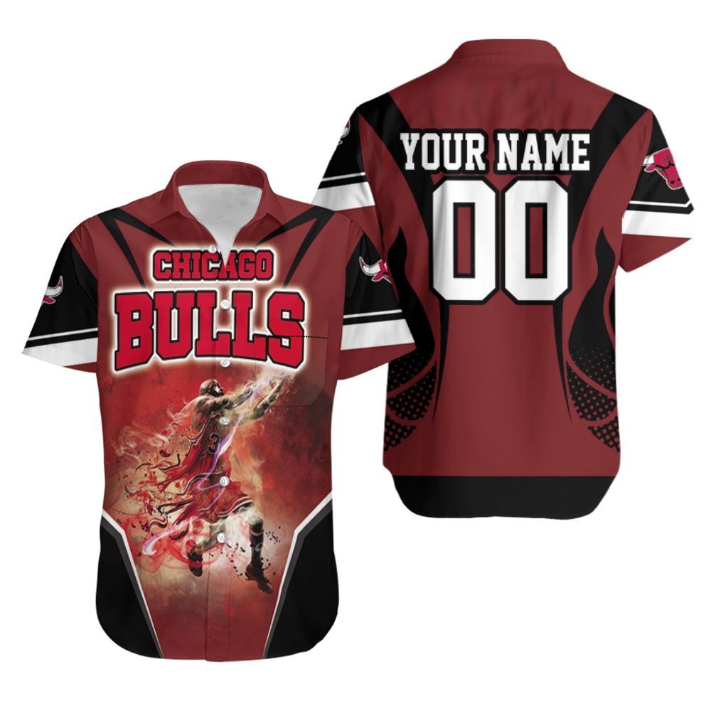 Chicago Bulls Michael Jordan Legends Fire Slam Dunk Personalized Hawaiian Shirt