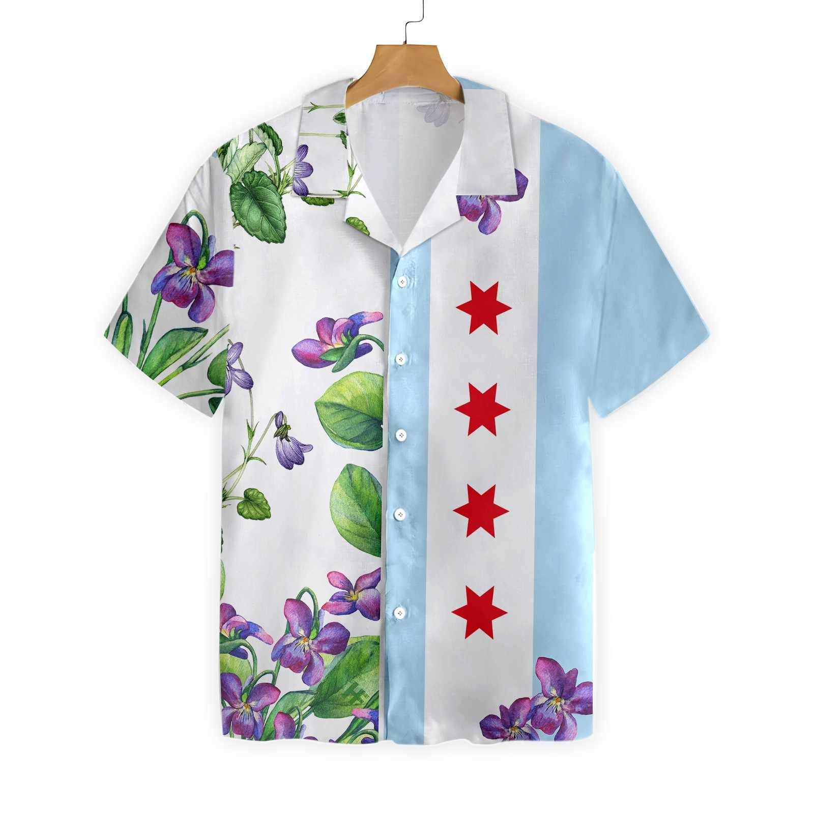 Chicago Flag Viola Sororia Ez16 0402 Hawaiian Shirt Big And Tall Hawaiian Shirts