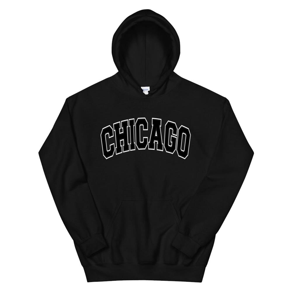 Chicago Illinois Il Varsity Style Black Text Hoodie