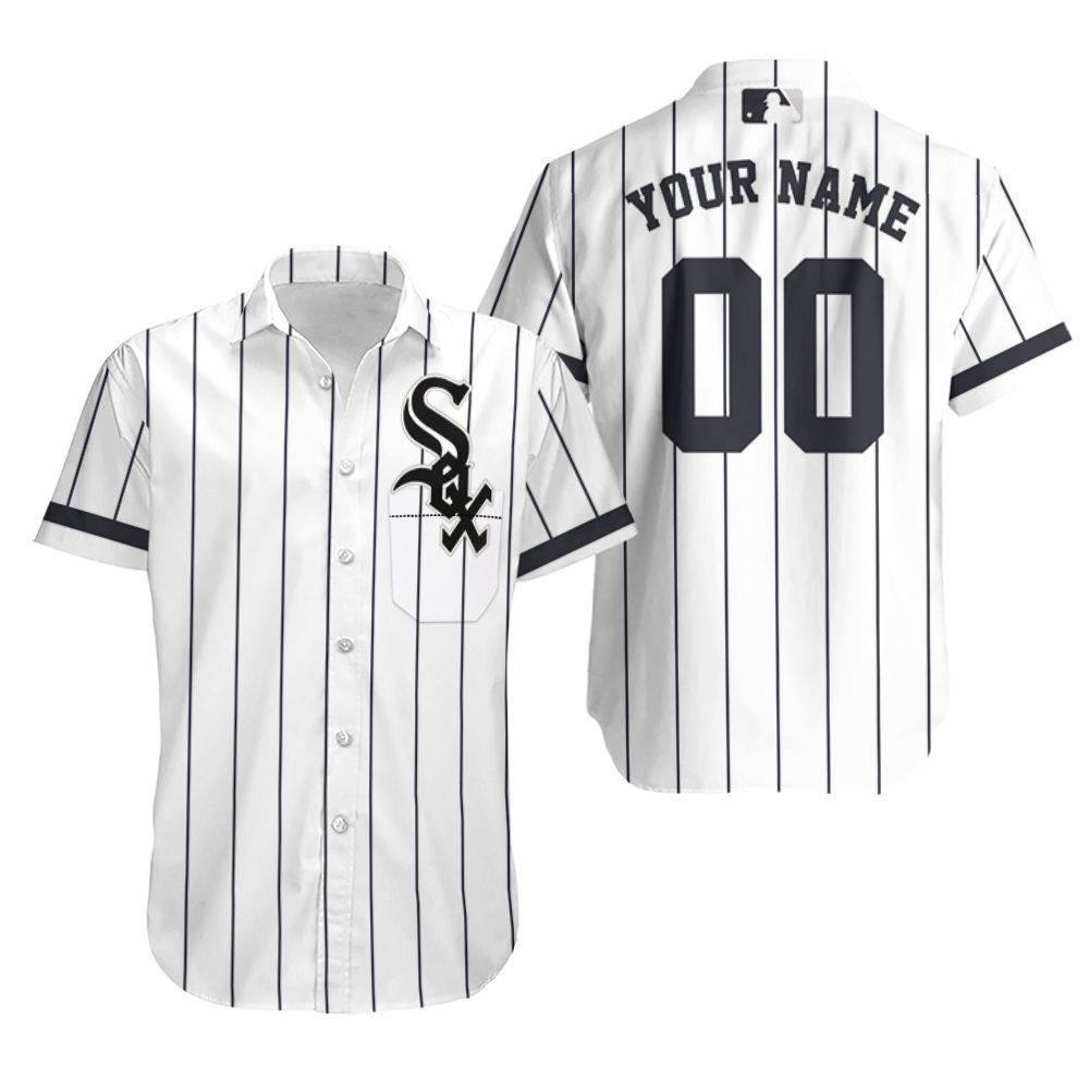 Chicago White Sox Personalized Custom White Black 2019 Jersey Inspired Style Hawaiian Shirt
