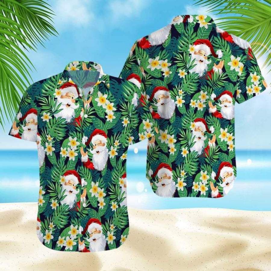 Christmas Santa Claus Funny Hawaiian Aloha Shirts #v