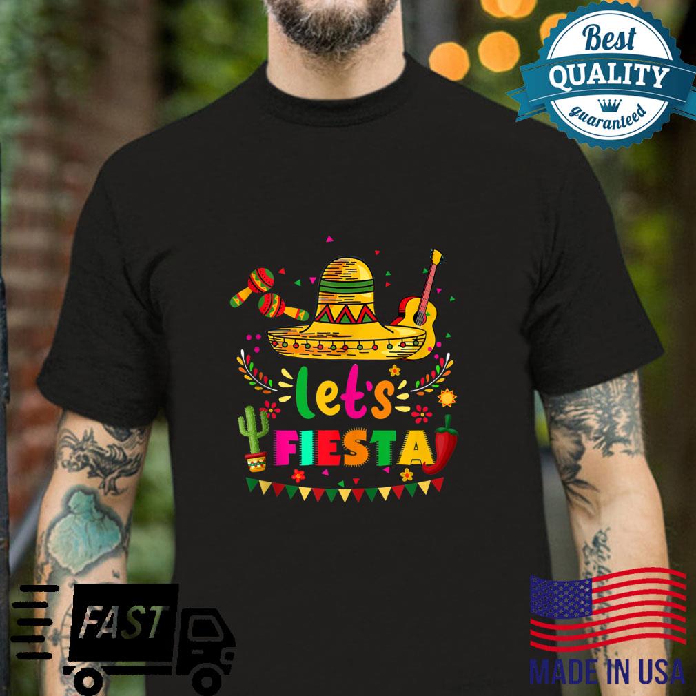 Cinco De Mayo Party Lets Fiesta Mexican Guitar Cactus Shirt