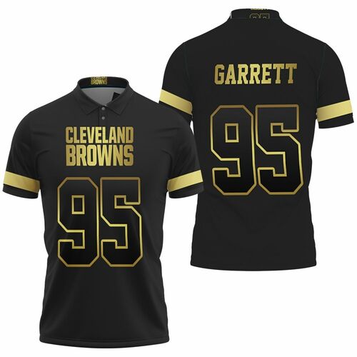 Cleveland Browns 95 Myles Garrett Black Golden Edition Vapor Untouchable Limited Jersey Inspired Style Polo Shirt Model A3291