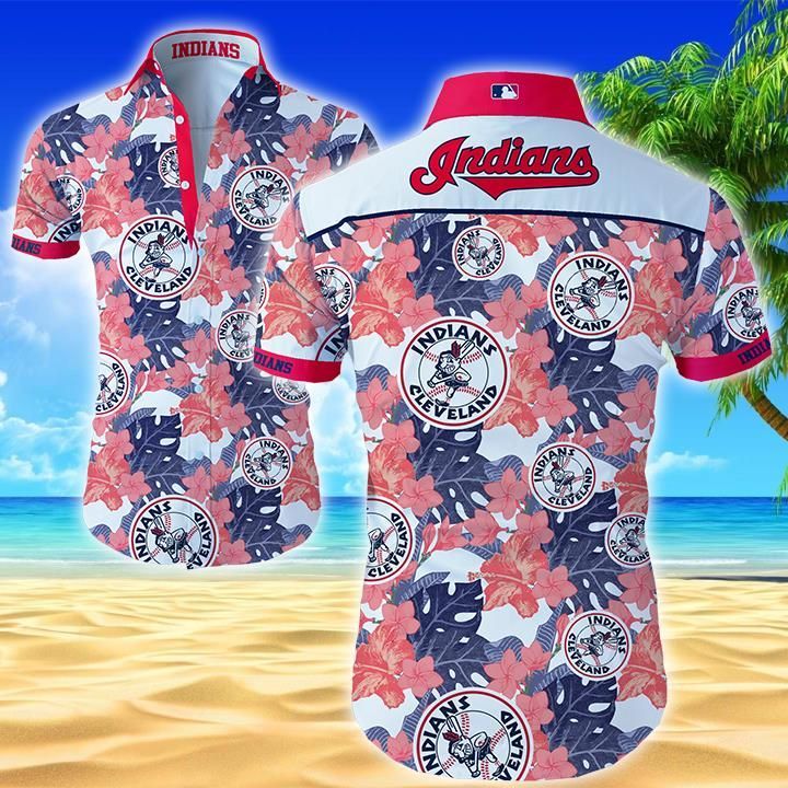 Cleveland Indians Hawaiian Shirt V1 Summer Button Up Shirt For Men Beach Wear Short Sleeve Hawaii Shirt