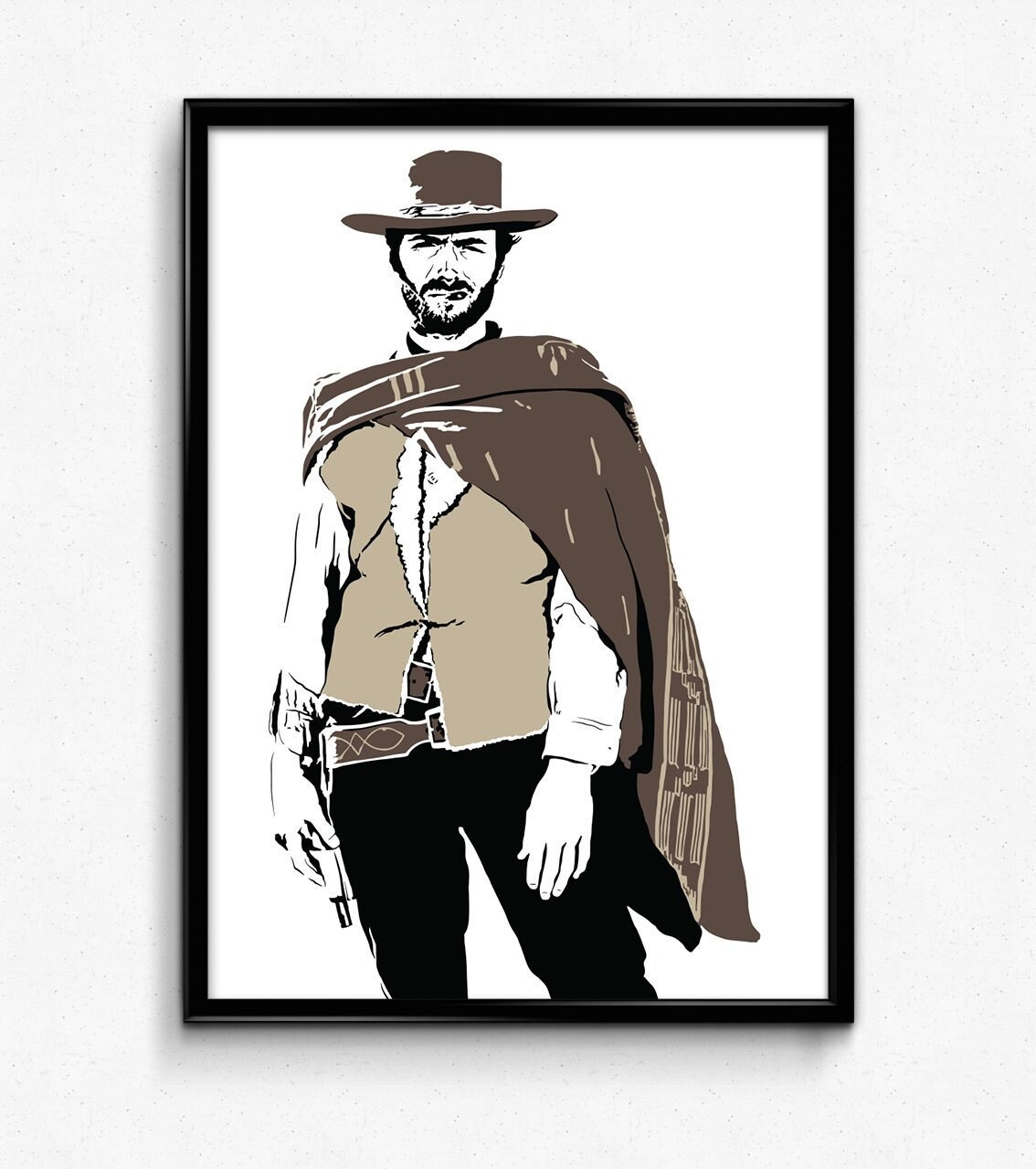 Clint Eastwood Art Print - Rugged Illustration of the Man with No Name  gifts for him  western movie fan  cowboy poster