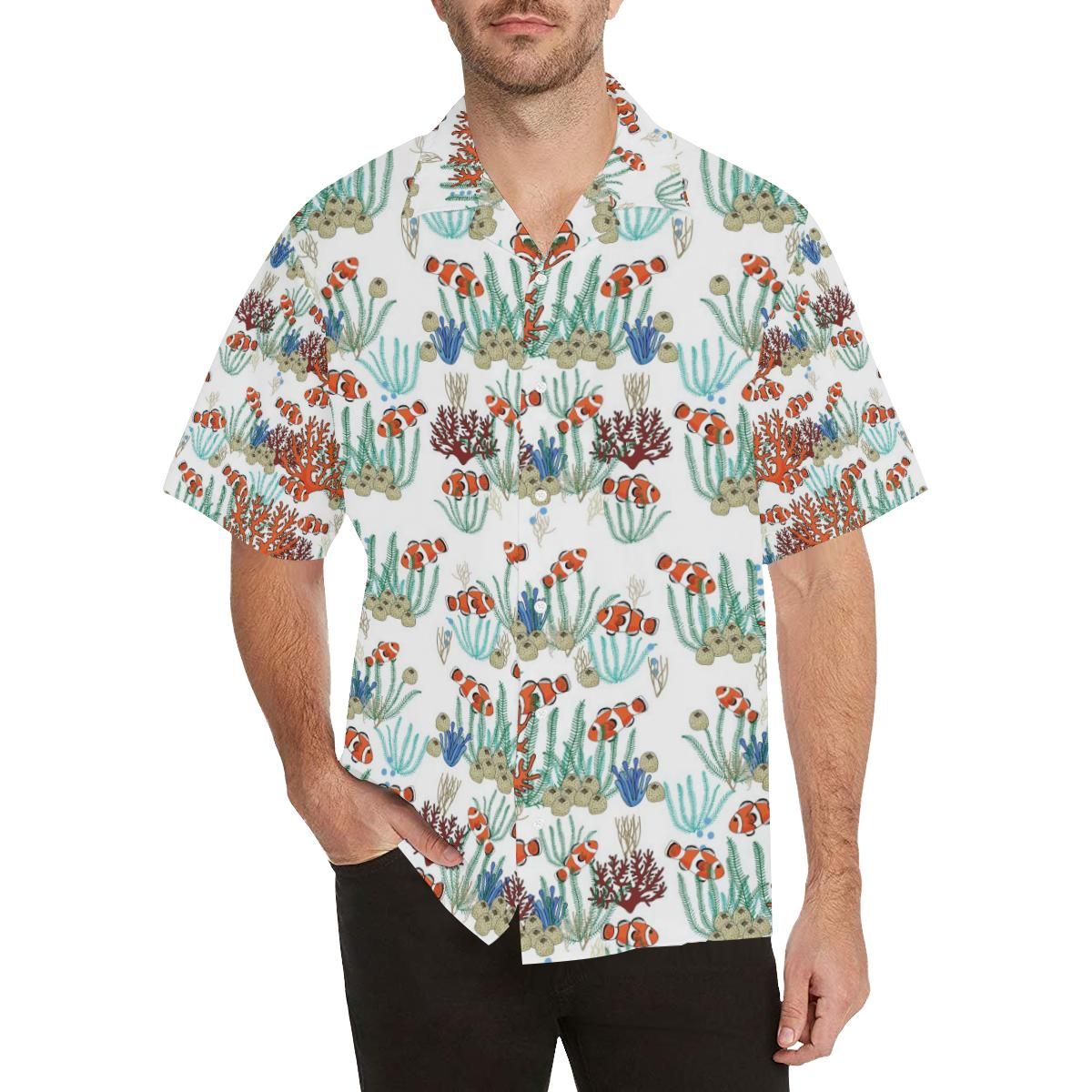 Clown Fish Pattern Print Design 04 Men’s All Over Print Hawaiian Shirt (model T58)