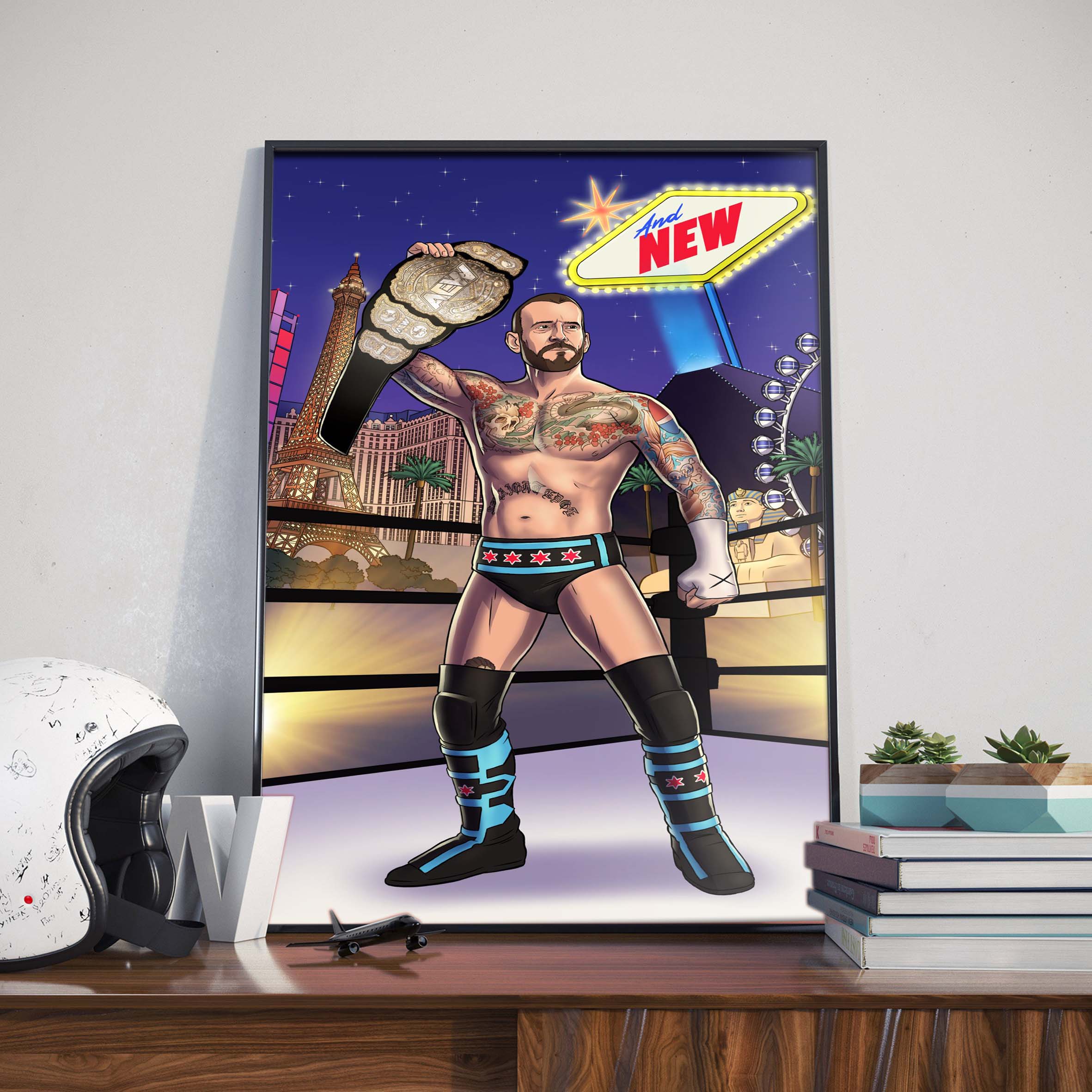 Cm Punk AEW World Championship Home Decor Poster Canvas