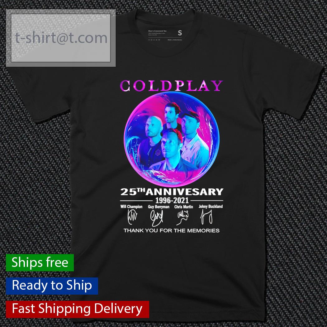 Coldplay 25th anniversary 1996-2021 signatures shirt