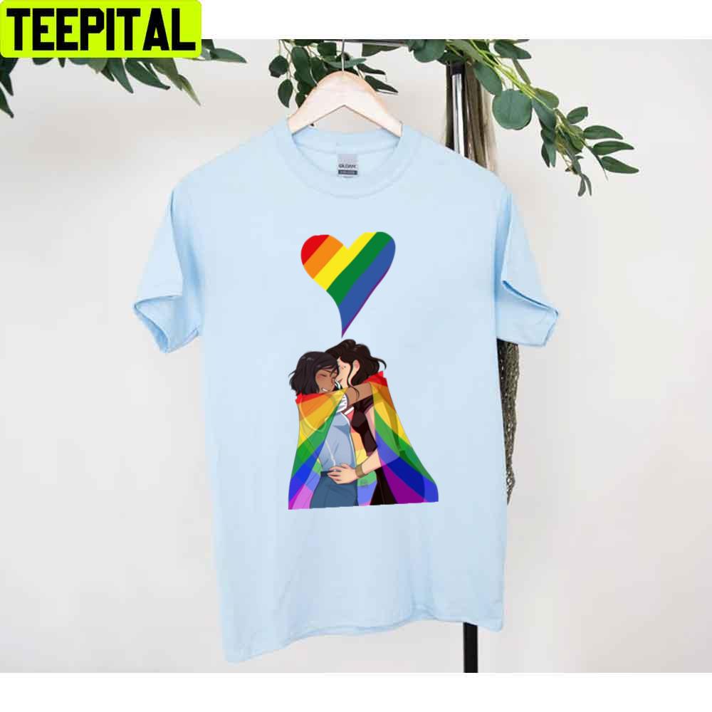 Color Flag Heart Pride Allyship Happy Pried Month Unisex T-Shirt