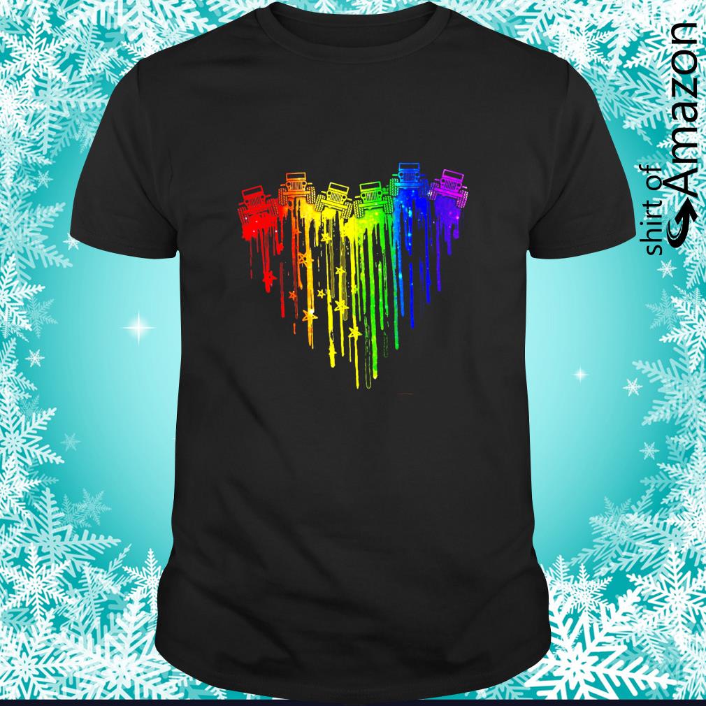 Colorful dripping heart Jeep shirt