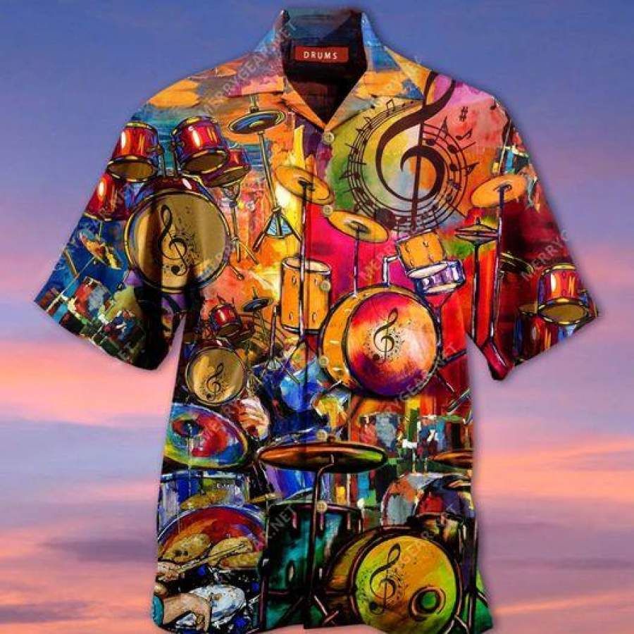 Colorful Drum Music Art Hawaiian Aloha Shirts