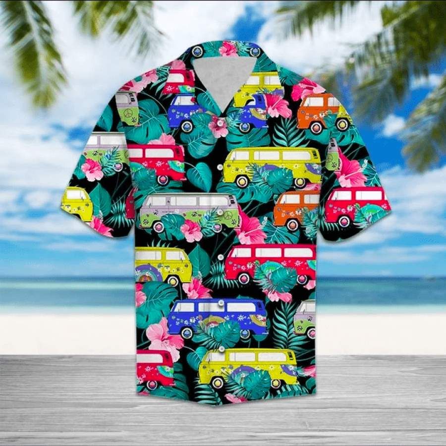 Colorful Hippie Cars Hawaiian Aloha Shirts
