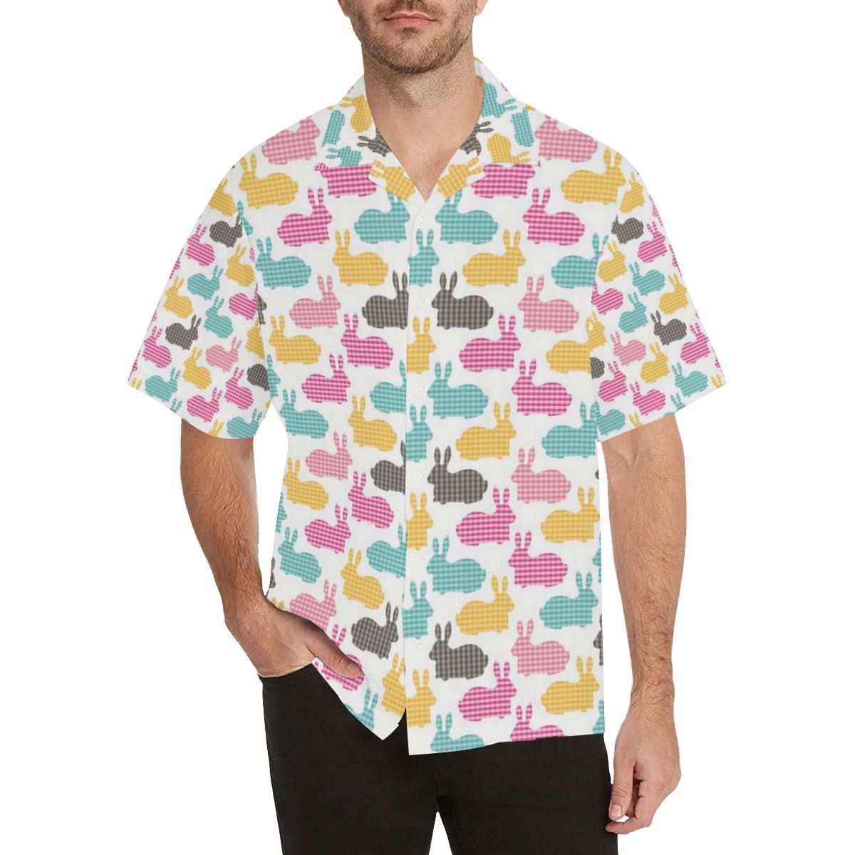 Colorful Rabbit Pattern Men’s All Over Print Hawaiian Shirt