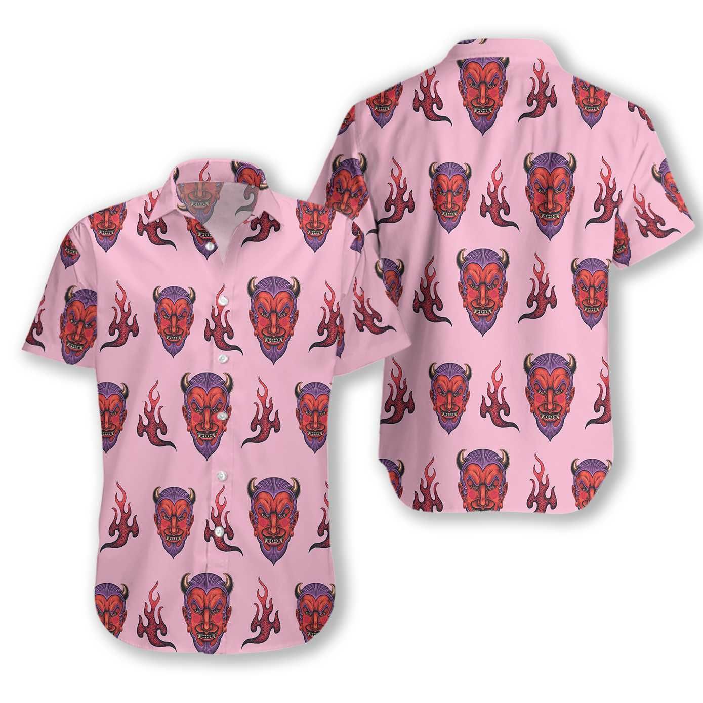 Colorful Seamless Satan With Hell Fire Ez20 1512 Hawaiian Shirt
