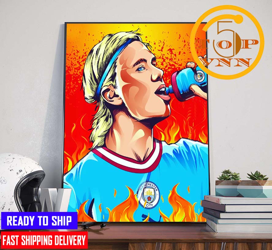 Congratulations Man Manchester City Owns Erling Haaland Design Art Poster Canvas Home Decoration