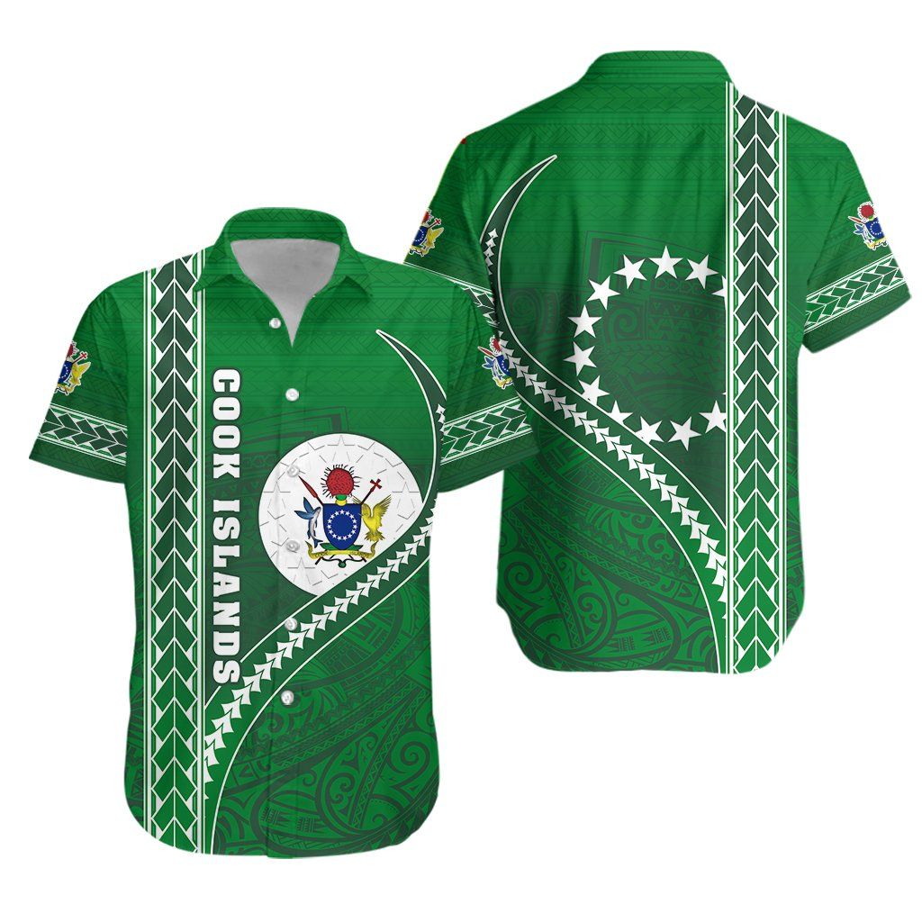 Cook Islands Rugby Hawaiian Shirt Simple Style Green K13