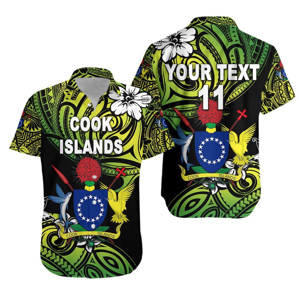 Cook Islands Rugby Hawaiian Shirt Unique Vibes Coat Of Arms – Green, Custom Text And Number K8 Big And Tall Hawaiian Shirts
