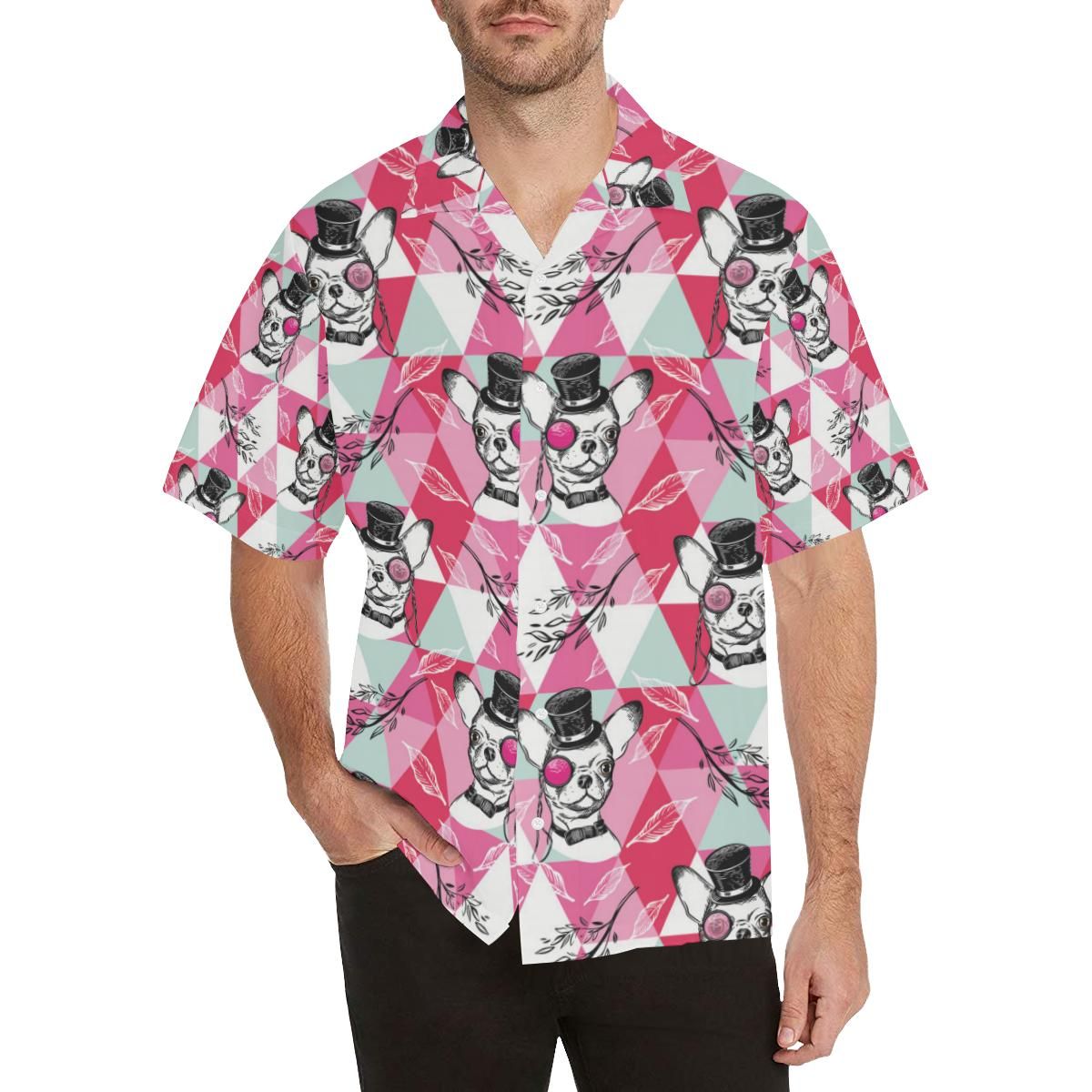 Cool Chihuahua Pink Pattern Men’s All Over Print Hawaiian Shirt