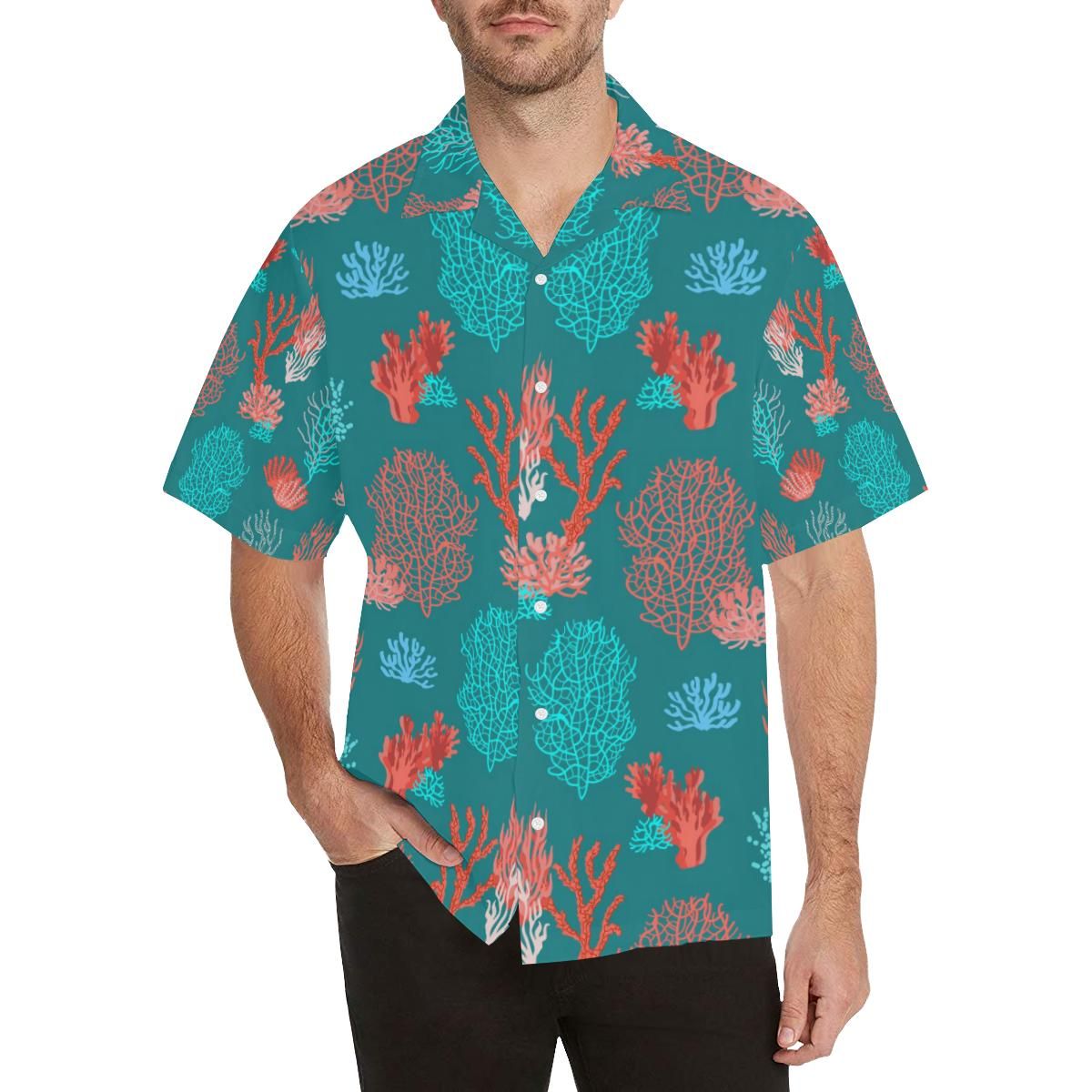 Coral Reef Pattern Print Design 04 Men’s All Over Print Hawaiian Shirt (model T58)