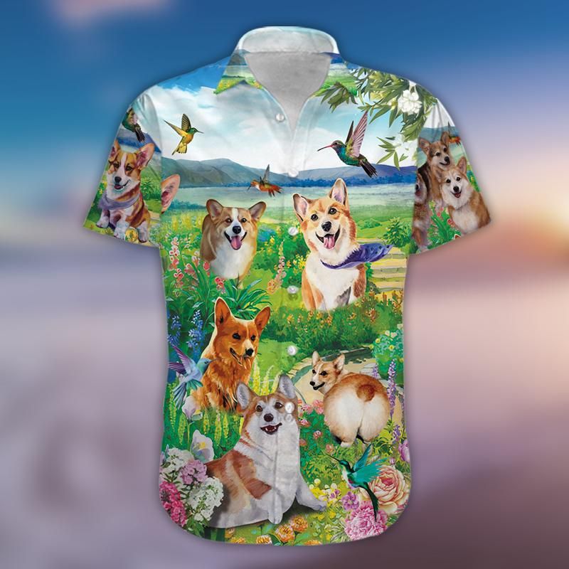 Corgi Cute Dog Unisex Hawaiian Aloha Shirts #H