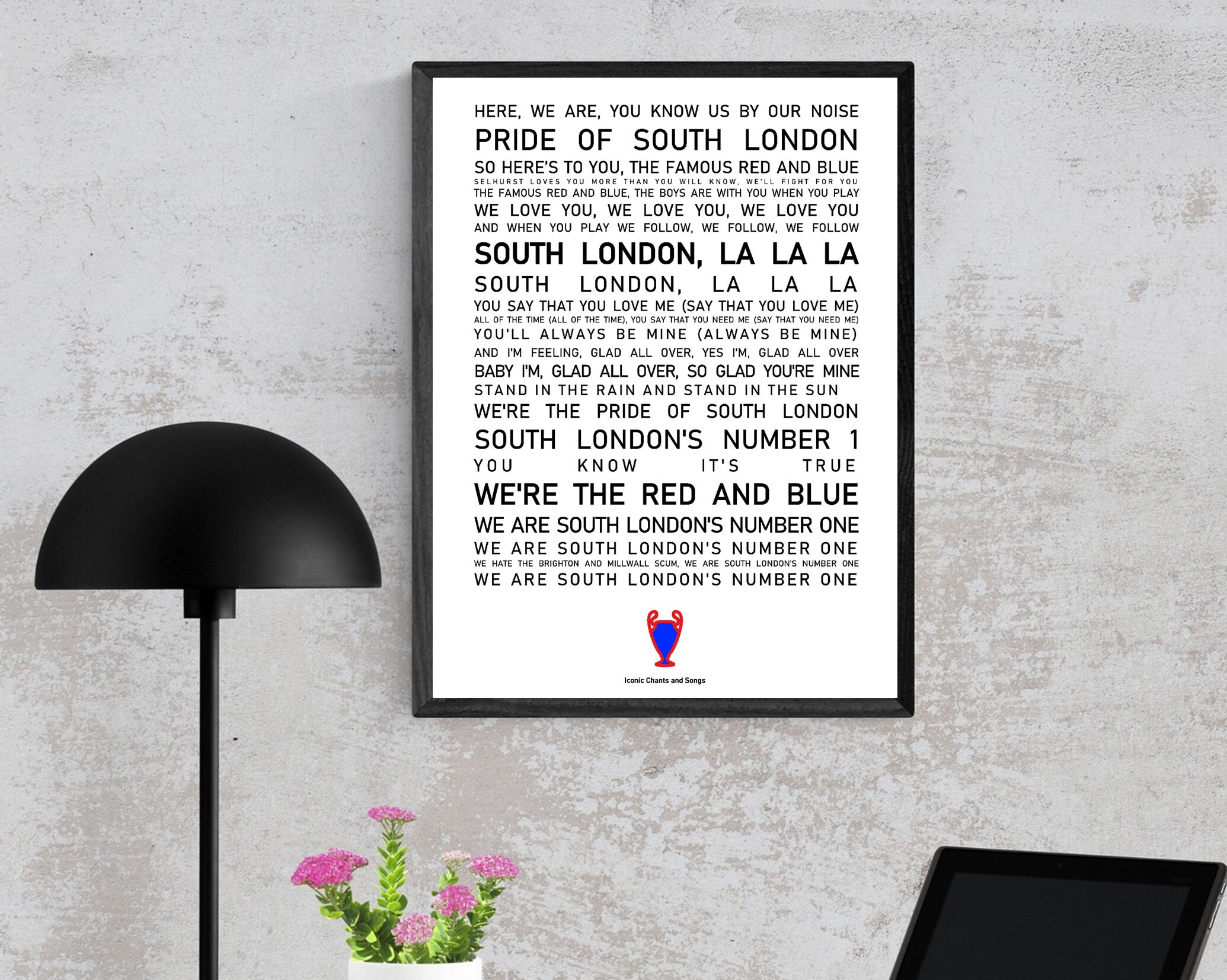 Crystal Palace Poster Wall Art, Iconic Chants and Songs, Crystal Palace Fan Present Idea, Palace Home Decor