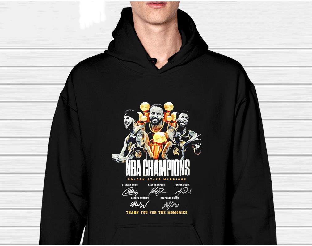 Curry Thompson Poole Wiggins and Green Golden State Warriors NBA Champions thank you for the memories signatures shirt