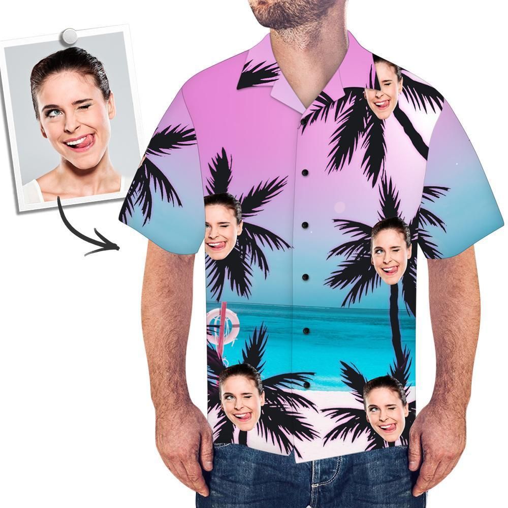 Custom Face Shirt Men’s Hawaiian Shirt Palm Big And Tall Hawaiian Shirts