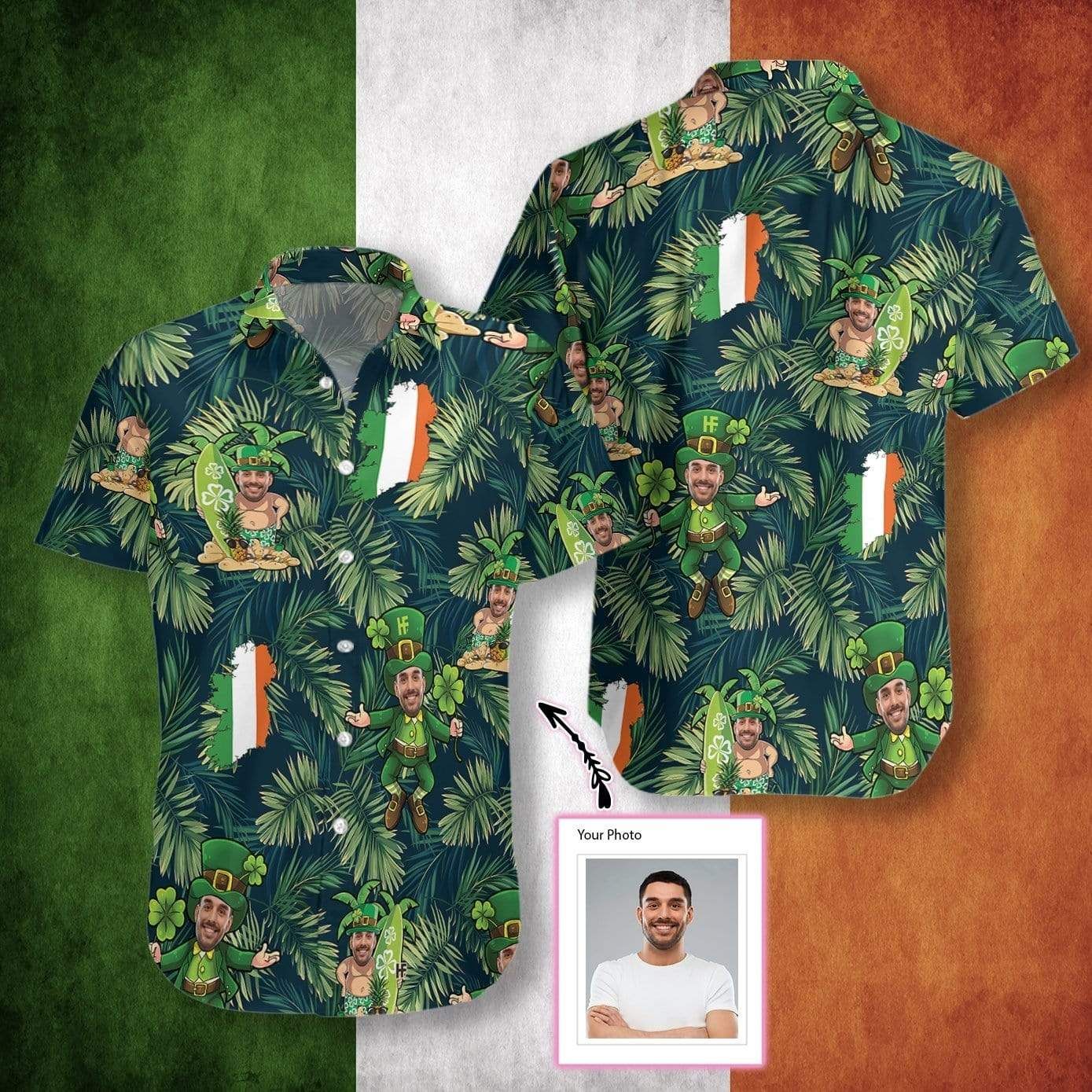 Custom Hawaiian Aloha Shirts Leprechaun Irish Proud With Photo Big And Tall Hawaiian Shirts
