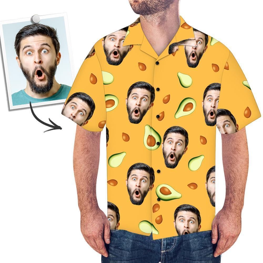 Custom Mash Face On Shirt Photo Hawaiian Shirt Avocado Big And Tall Hawaiian Shirts