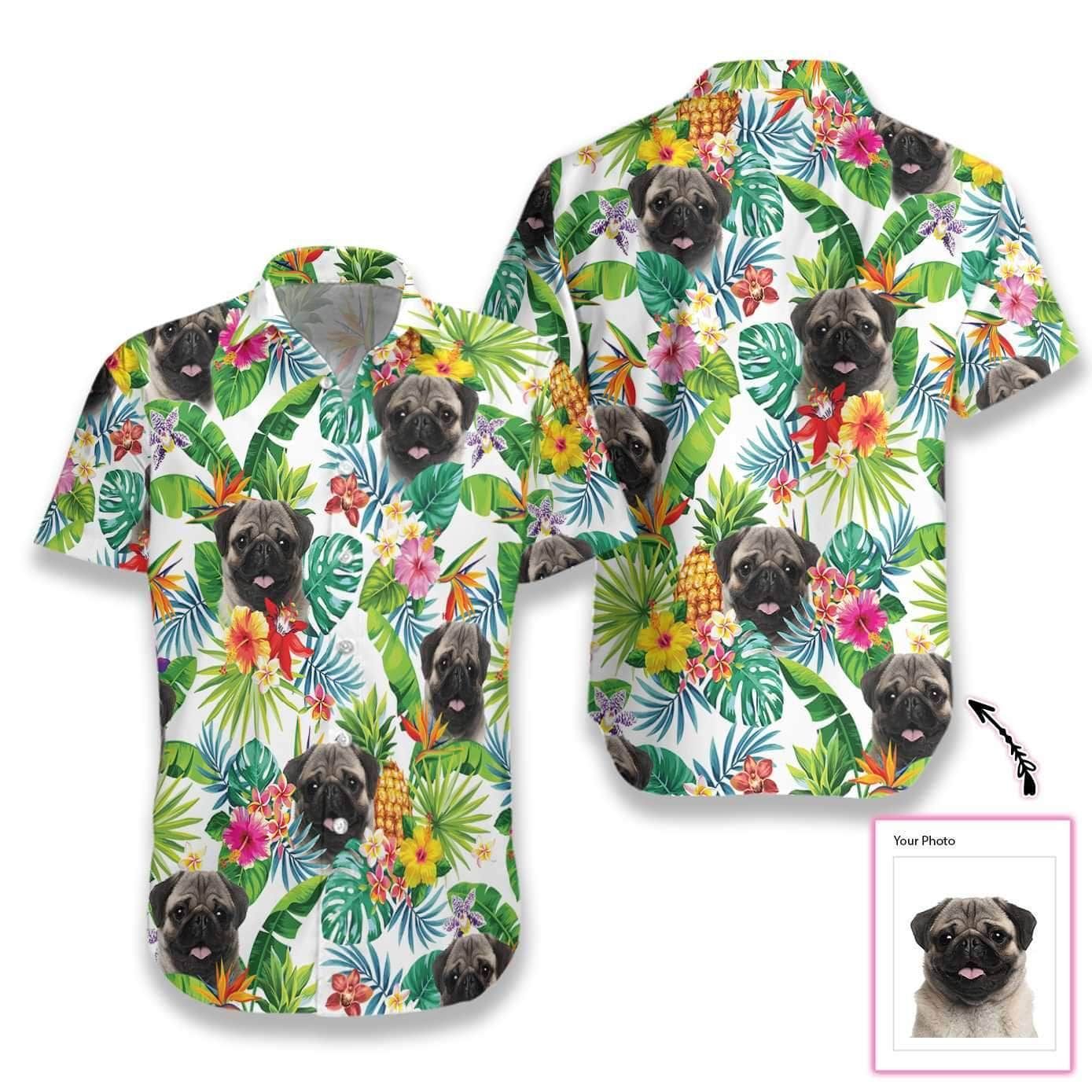Customized Dog And Tropical Pineapple Hawaiian Aloha Shirts #DH