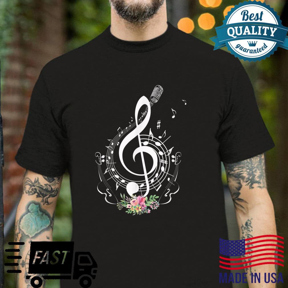 Cut music notes clef teacher shirt,musical Notes and Flowers Shirt