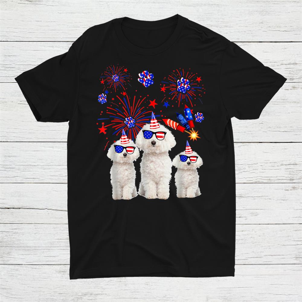 Cute Bichon Frise Dogs American Flag Lover Happy 4th Of July Shirt