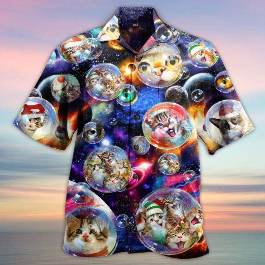 Cute Galaxy Bubble Cats Hawaiian Aloha Shirts