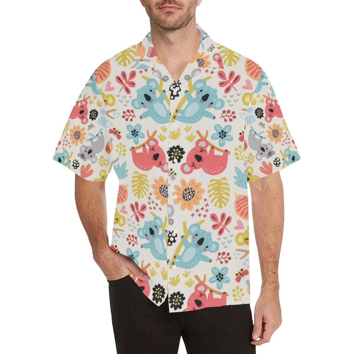 Cute Koala Pattern Men’s All Over Print Hawaiian Shirt
