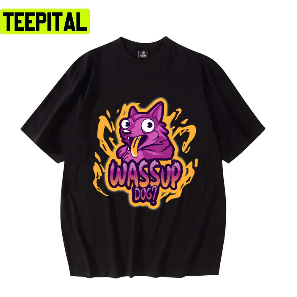 Cute Purple Dog In Trending Whats Up Dog Unisex T-Shirt