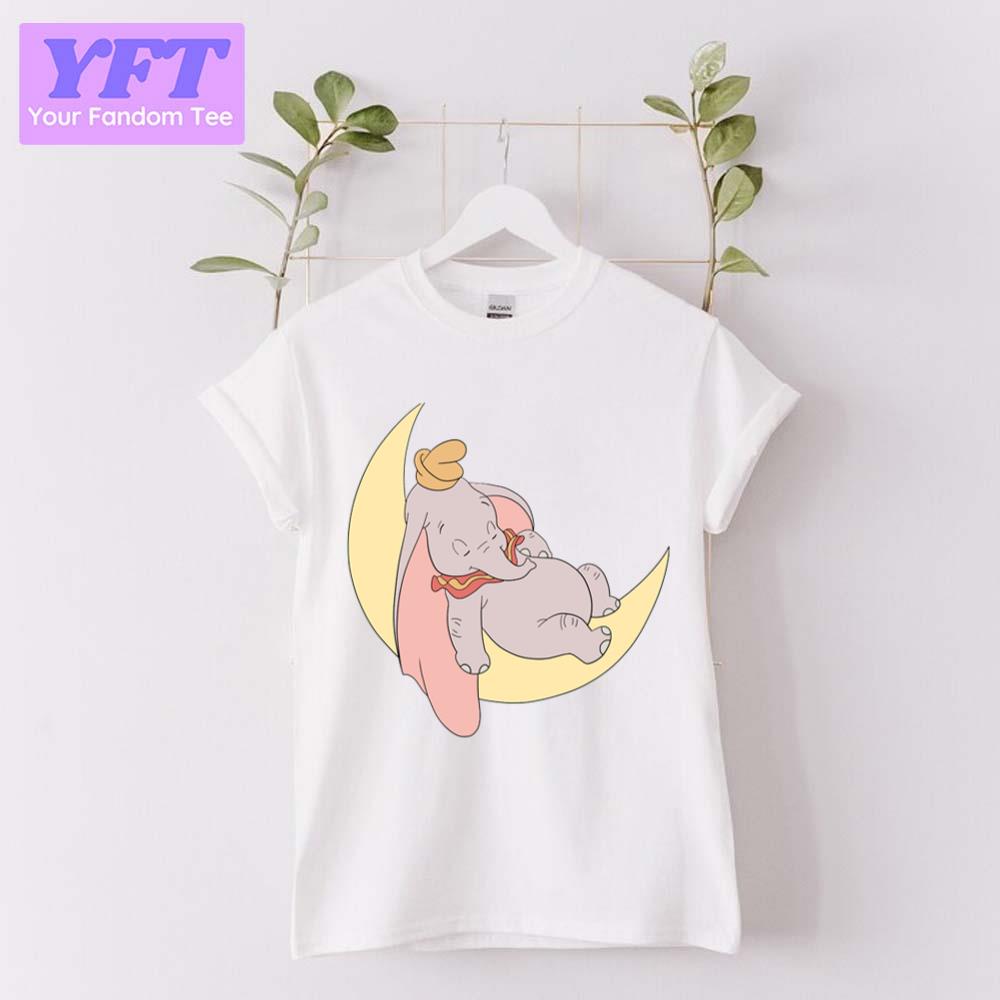 Cute Sleeping Baby Elephant On Moon Dumbo Disney Unisex T-Shirt