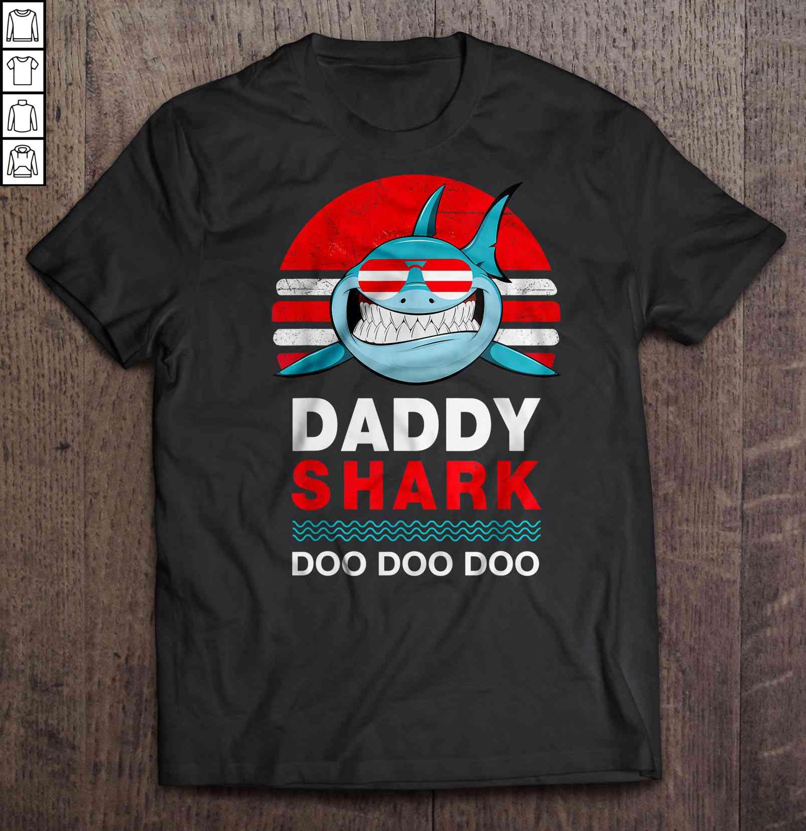 Daddy Shark Doo Doo Doo Retro Vintage V-Neck T-Shirt