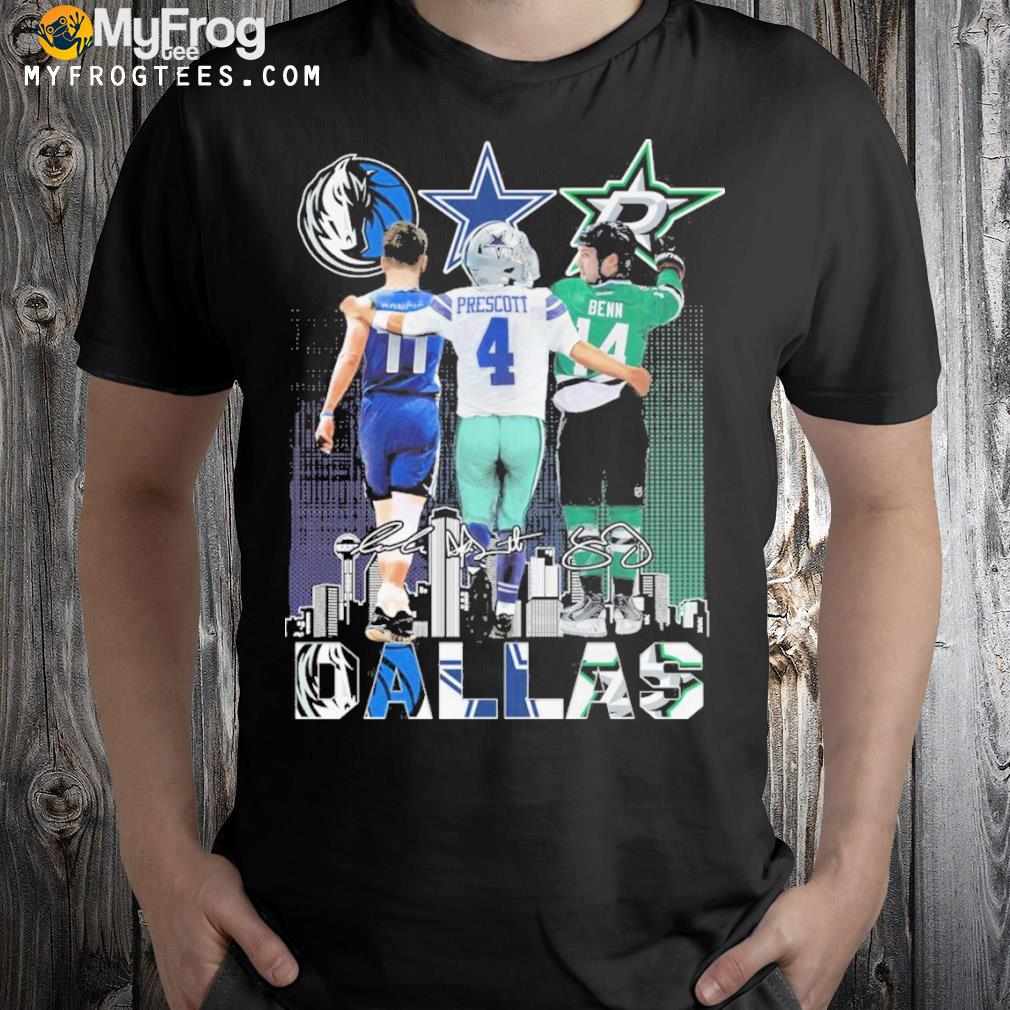 Dallas mavericks doncic Dallas Cowboys prescott Dallas stars benn signatures Dallas city shirt