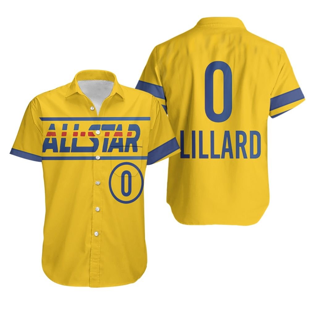 Damian Lillard Blazers 2021 All-Star Western Conference Gold jersey inspired style Hawaiian Shirt
