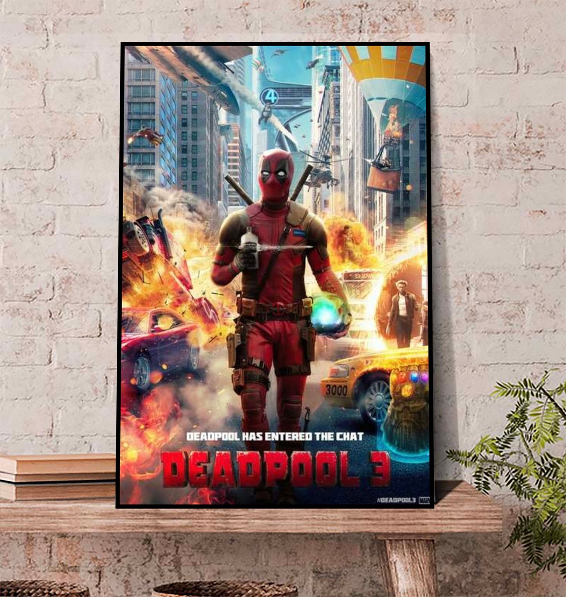 DeadPool 3 Poster, Deadpool has entered the chat Movie 2022 Poster Wall Art Print 