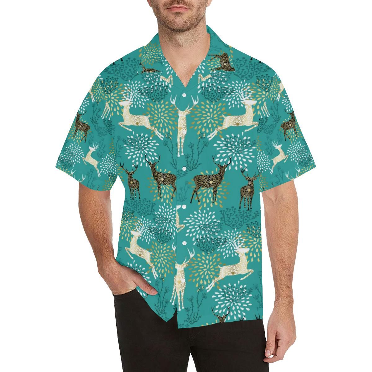 Deer Pattern Men’s All Over Print Hawaiian Shirt