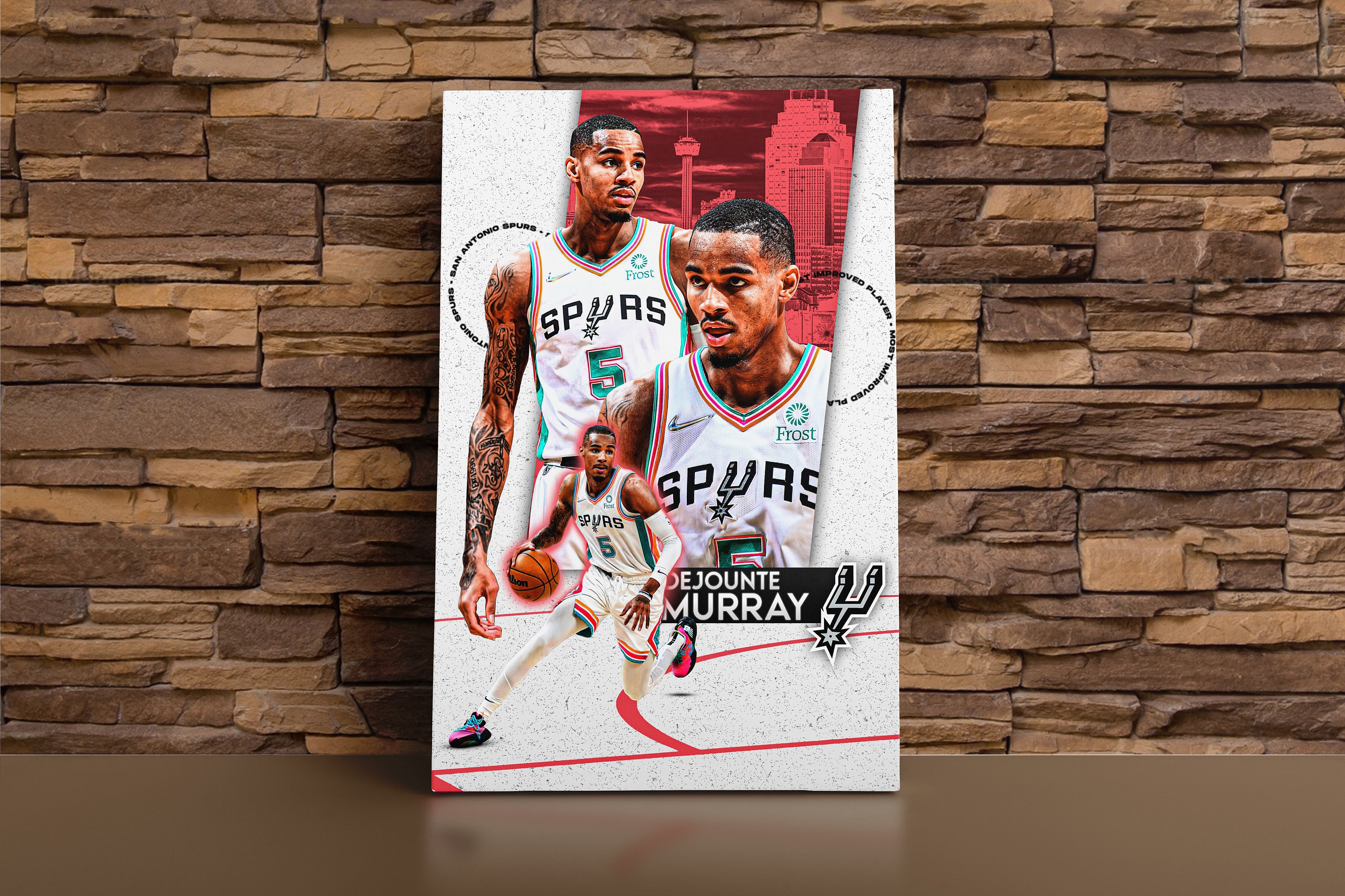 Dejounte Murray San Antonio Spurs NBA basketball Posters, Wrapped Canvas, Wall art, Fan Gift