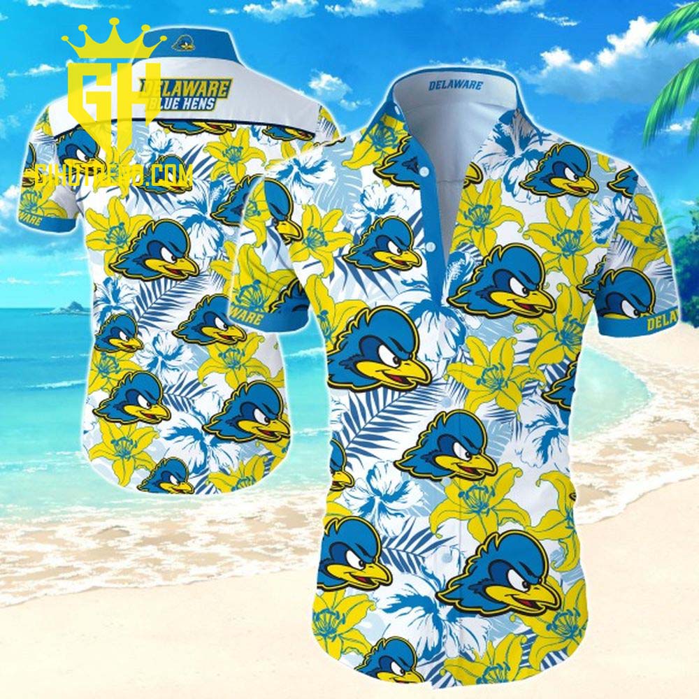 Delaware Fightin Blue Hens Logo Pattern NBA Hawaiian Shirt