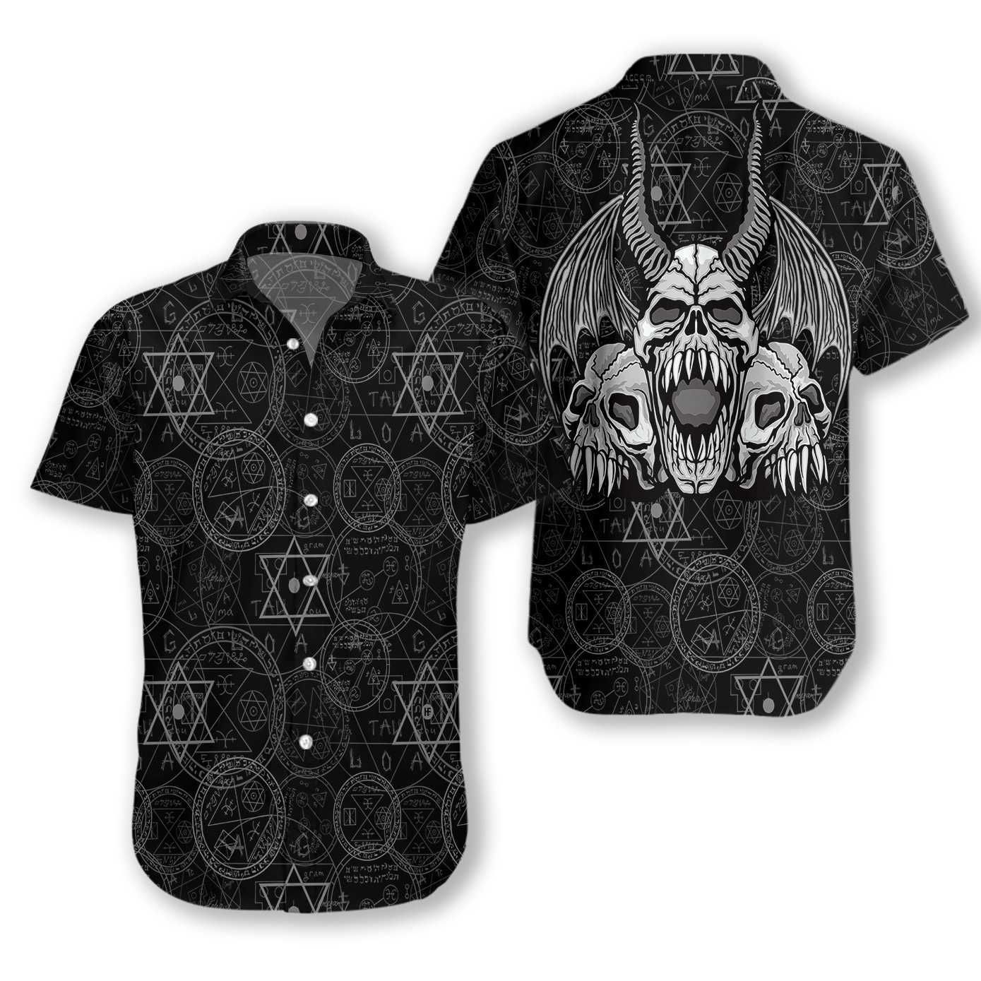 Devil Skulls Satanic Goth Gothic Ez20 1412 Hawaiian Shirt